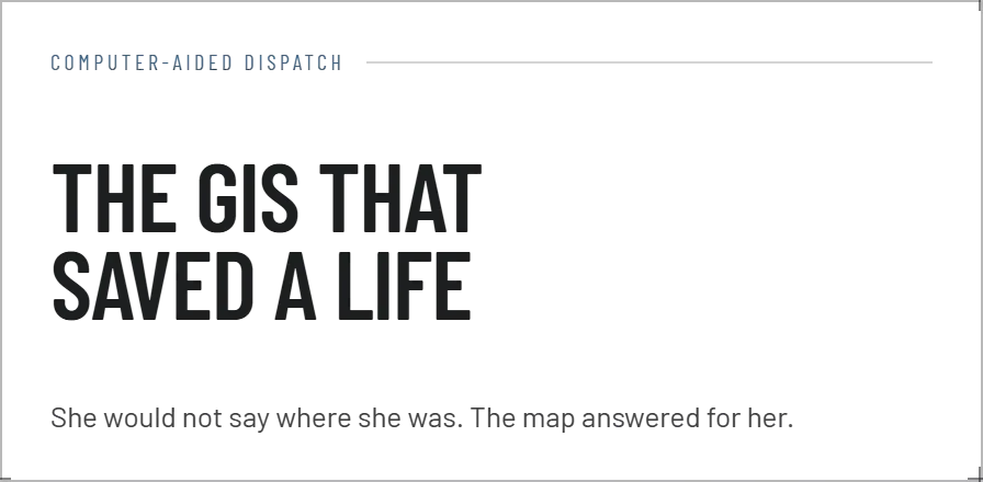 The GIS That Helped Save A Life