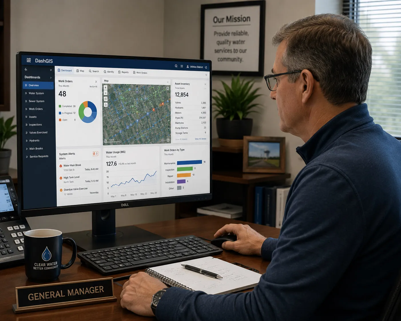 General Manager reviewing a dashboard